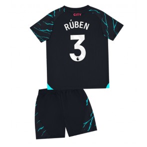 Lacne Dětský Futbalové dres Manchester City Ruben Dias #3 2023-24 Krátky Rukáv - Tretina (+ trenírky)